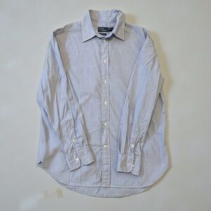 Polo by Ralph Lauren Women’s End-On-End Oversize Fit Cotton Shirt Blue size XS